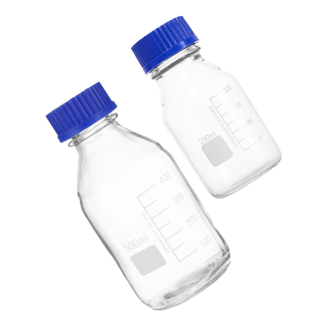 VALICLUD 2pièces Flacon à Réactifs de Laboratoire à Large Ouverture Verre pour Stockage de Produits Chimiques avec Bouchon Sécurisé et Graduations Précises
