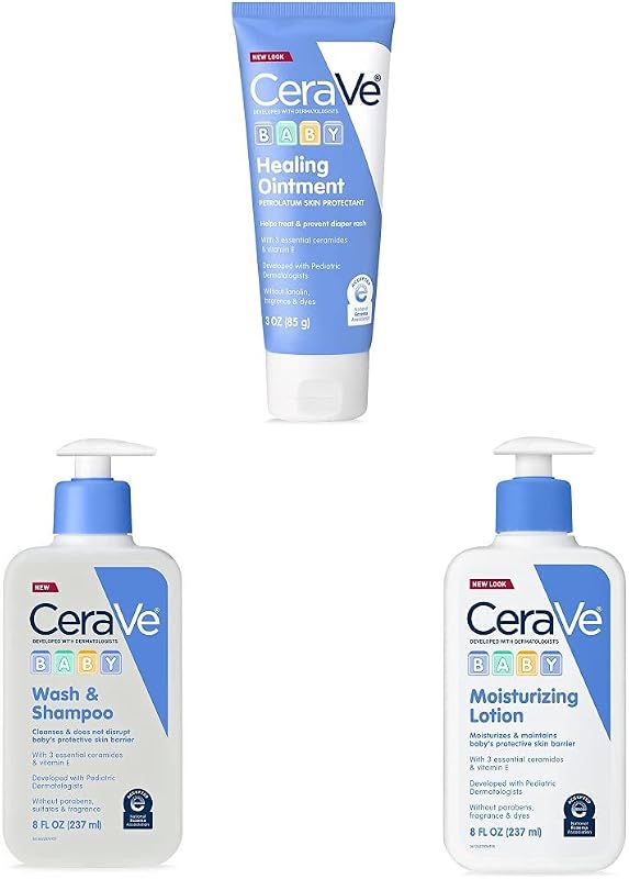 Crema para la dermatitis del pañal CeraVe | Ungüento curativo para bebés y vitamina E | Sin lanolina, fragancia, parabenos, colorantes, ftalatos ni sulfatos | Jabón y loción para bebés | Niacinamida y vitamina E