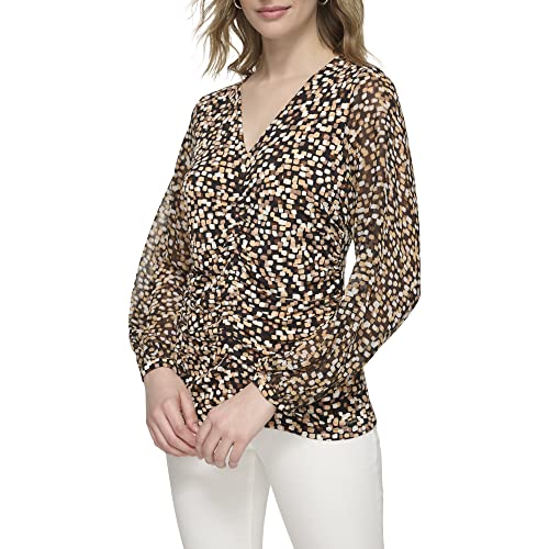 Image of Calvin Klein Womens Gathered Long Sleeve KnitSweater