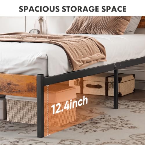 Image of OLIXIS Twin Size Metal Platform Bed Frame - Mattress Foundation with Headboard and and Footboard, No Box Spring Needed with 500LBS Sturdy Wooden Slats Support, Noise Free, Easy Assembly