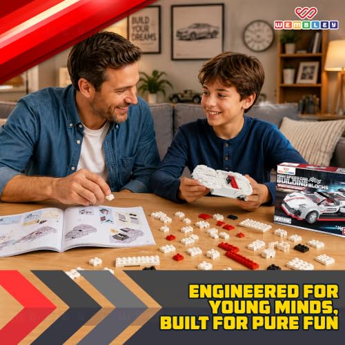 Image of Wembley Super Power Car Building Blocks Set for Kids 3+ Years | 241 PCS Pull Back Sports Car Model with Racing Driver Figure| STEM Construction Toy with Detailed Cockpit| Gift for Boys & Girls