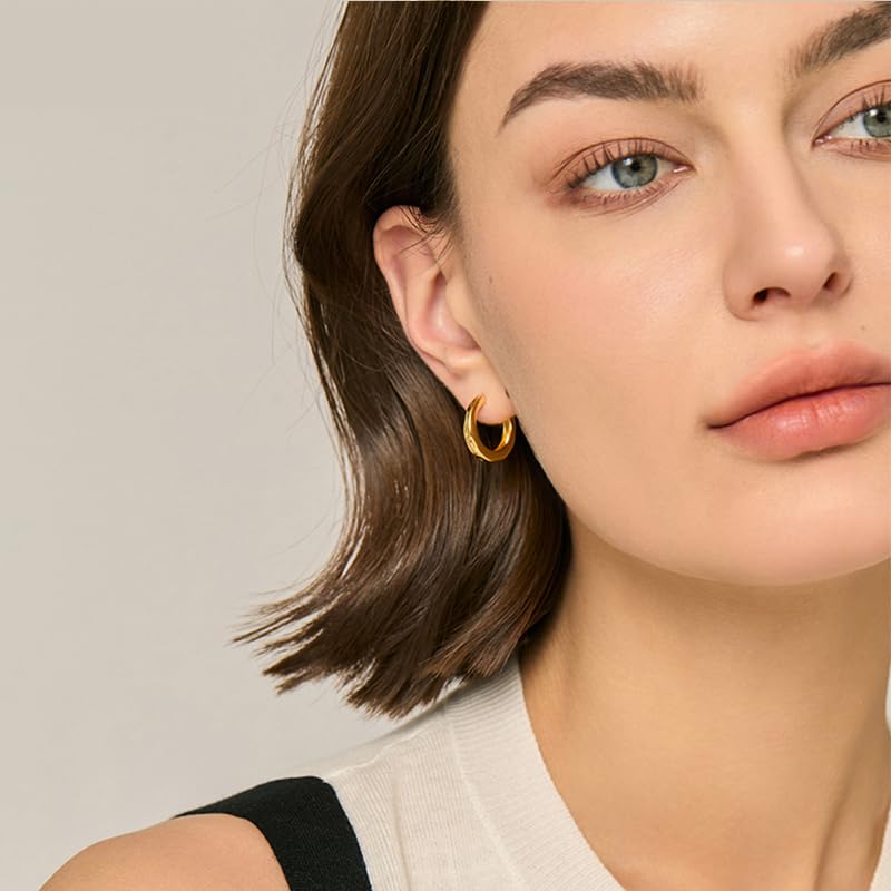 14K Gold Hoop Earrings for Women Small 14K Gold Earrings for Women Hoops Earring Elegant Twisted Big Womens Earring (22mm) (25mm)4