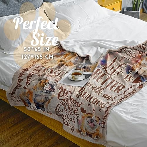 Image of English Bulldog Gifts for Women, Throw Blanket, 60x80 Inches