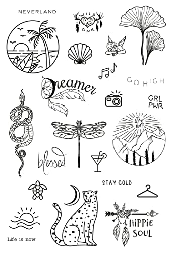 Tatsy Temporary Tattoo Set of 3 Sheets Simple, Natural, Hippie, Party Fun Tattoos - Image 2
