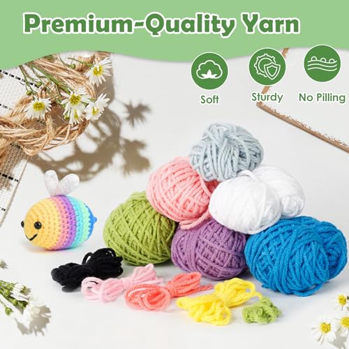 Image of TecoKart 4Pcs Crochet Set - Animals Series Crochet Kit for Beginners Adults and Kids, DIY Kit with Tools and Step-by-Step Video Guide,Multicolored