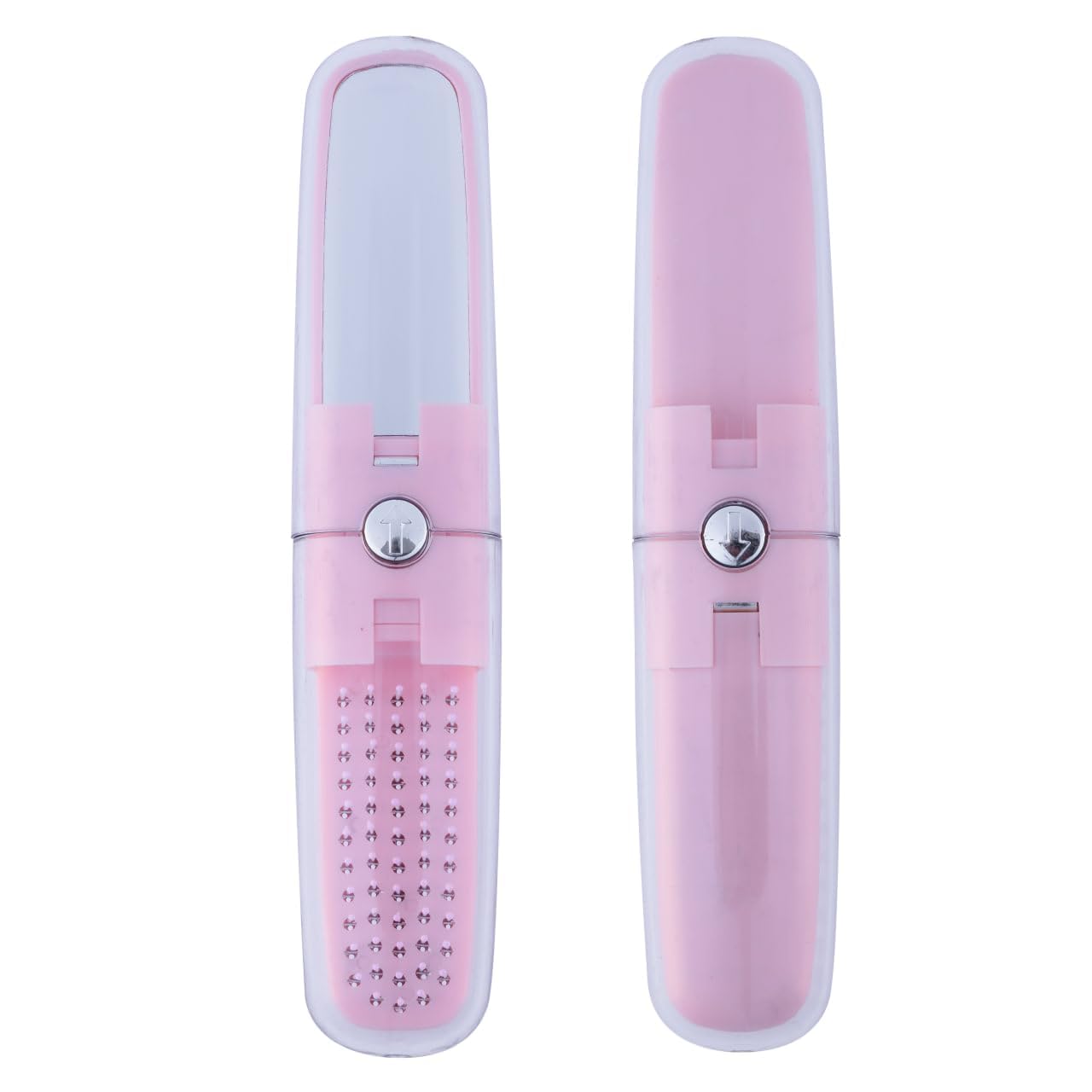 ADTALA Compact Hair Brush with Mirror For Men and Women, 1 Pcs Travel Hair Comb for Women, Pocket Hair Brush with Mirror for Purse, Mini Travel Mirror with Hair Comb for Purse Bag (Pink)