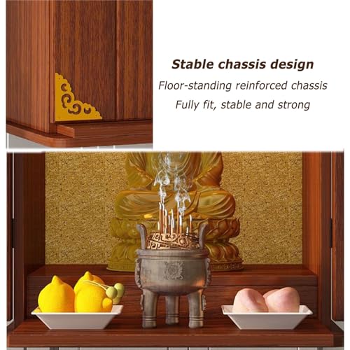 Table d'offre bouddhiste et étagère de temple en bois pour décoration - 6