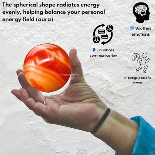 Image of Certified Red Onyx Crystal Ball for Meditation - Premium Crystal Vastu Items for Home and Feng Shui Items for Good Luck - Ideal for Pooja Supplies and Spiritual Practices (2 inch Inch)