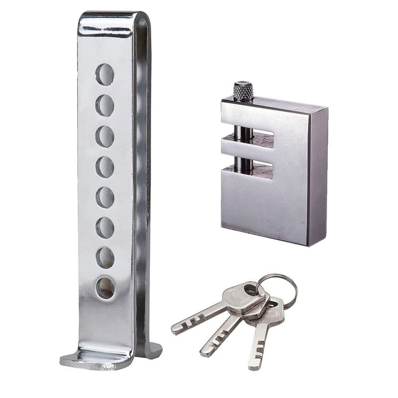 Autofetch Car Stainless Steel Pedal Lock Rod 8 Holes Adjustable Anti Theft Security Lock System (Silver) Compatible with Tata Harrier