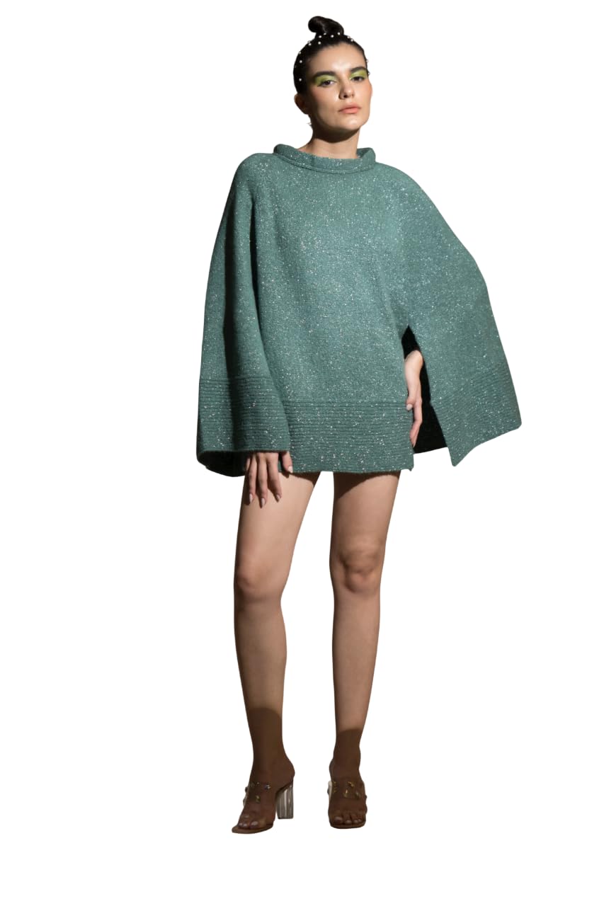 Stylish Woollen Cloak for Women | Soft Layered Wrap Shawl | Elegant Draped Outerwear Cape | Lightweight Winter Fall Fashion Cape | Chic Westernwear Outer Layer-image-5