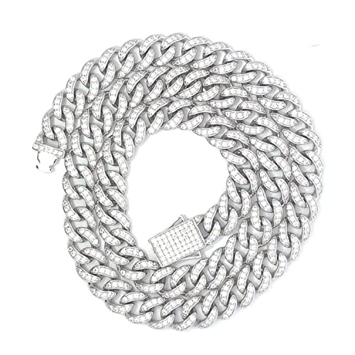 SAVEARTH DIAMONDS 7.10 Ct to 13.20 Ct Lab Created Moissanite 8MM Width Cuban Link Chain Necklace In 14k Gold Plated Sterling Silver 16" to 30" Length, Gift For Him3