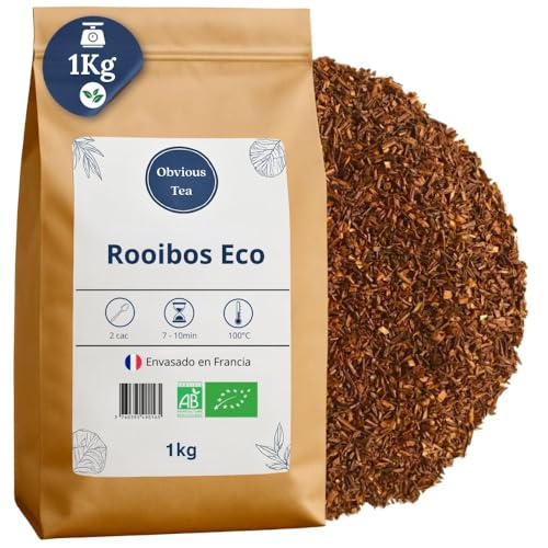 Rooibos natural orgánico: infusión suelta, vegana, 100% natural, sin OMG, cultivo ecológico, fabricado en Francia, bolsa de 1 kg (500 tazas).