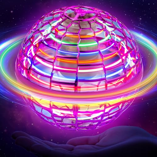 Flying Orb Toy: 2024 Upgraded Galaxy Boomerang Ball, Hover Orb, Cosmic Globe Flying Spinner, Hand Controlled Mini Drone Ball, Cool Toys for 6-10+ Years Old Boys & Girls, Pink