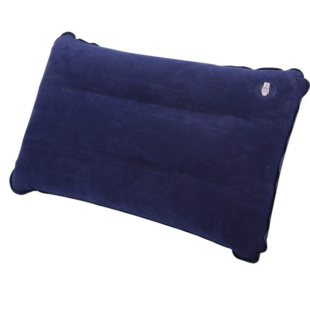Oreiller Gonflable De Voyage VGEBY – PVC Flocqué, Doux, Pliable, Ergonomique, Bleu Marine, 35x21,5 Cm