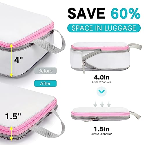 Mossio Compression Cubes,Mossio 4 Piece Expandable Packing Organizers Must Haves Travel Accessories White thumb #4