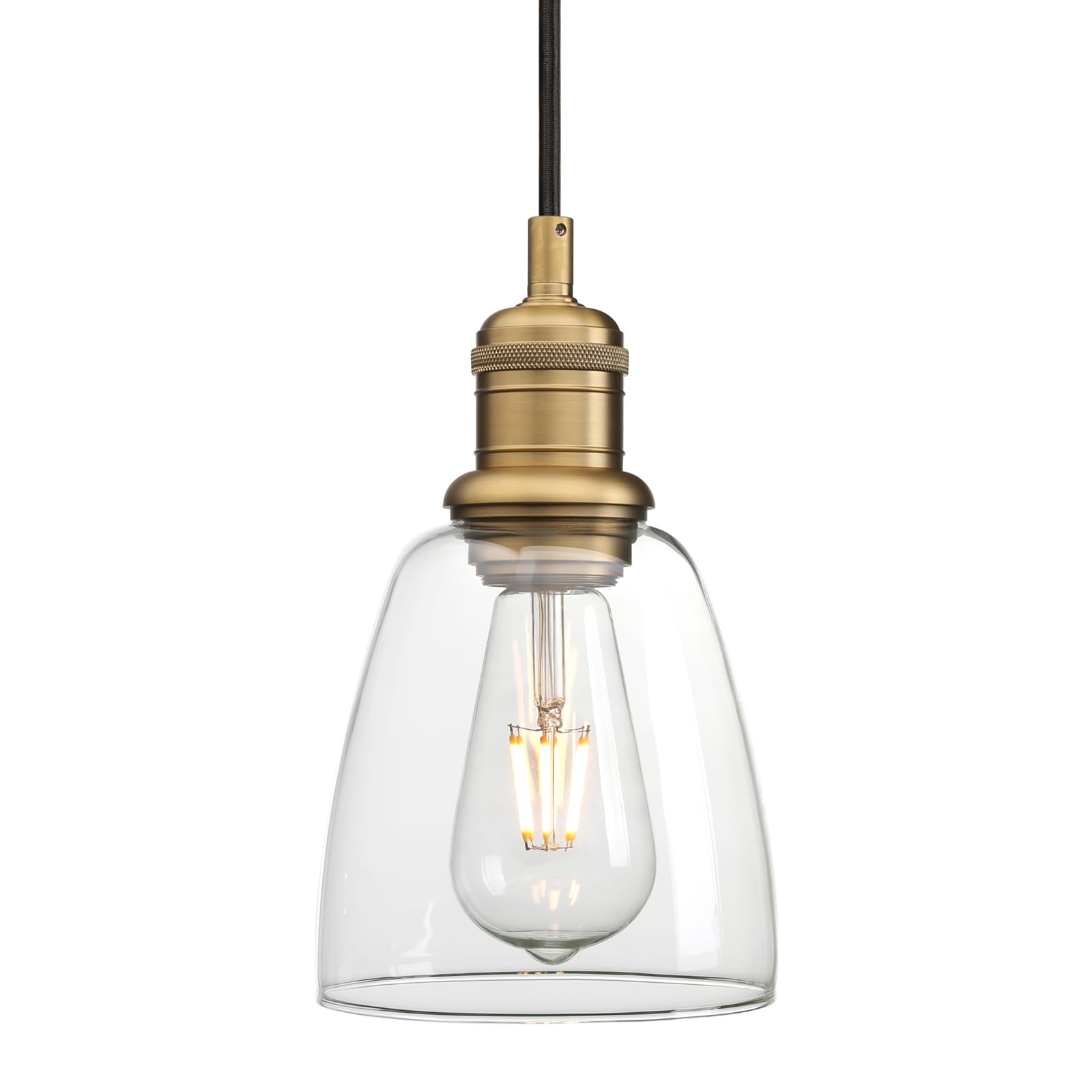 Industrial Glass Ceiling Pendant Light, Retro Loft Bar Hanging Lamp Fixture for Kitchen Island, Dining Room, Living Room, Hallway, Entryway, Bedroom (Antique)