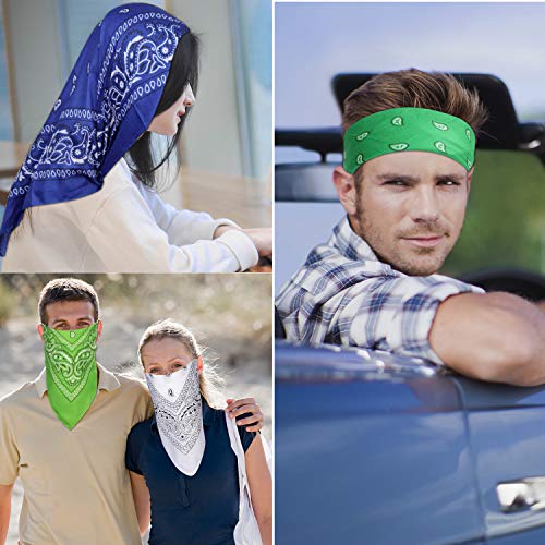 16 Pcs Bandanas Multi-Purpose Bandanas Paisley Cowboy Polyester Headbands 22x22 inch4
