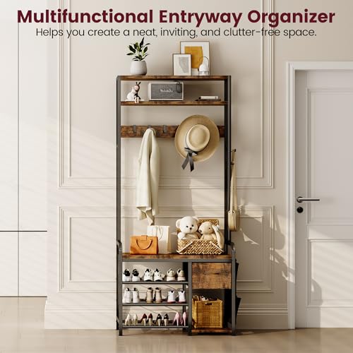 Homeiju-Hall-Tree-with-Bench-and-Shoe-Storage-3-in-1-Entryway-Organizer-with-62-Hooks-Coat-Rack-with-Adjustable-Feet-for-Stability-Mudroom-Furniture-with-Storage-Shelf