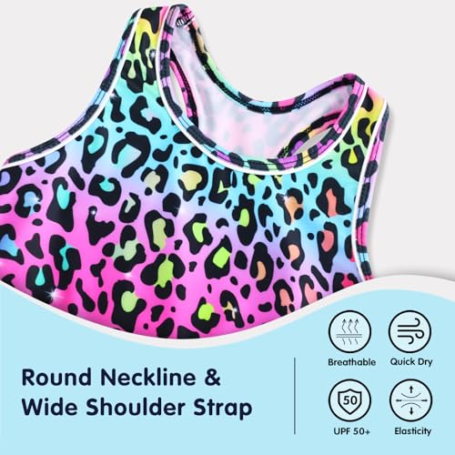 Image of Girls Tankini 2 Piece Swimsuit Racerback with Shorts Quick Dry Bathing Suit for Girls 3-14Y