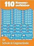LabelTiger® Personalisierte Namensaufkleber im Set für Kinder in der Schule - 110 Stück, Aufkleber für Stifte und Schulsachen, Selbstklebend & Wasserfest - Blau