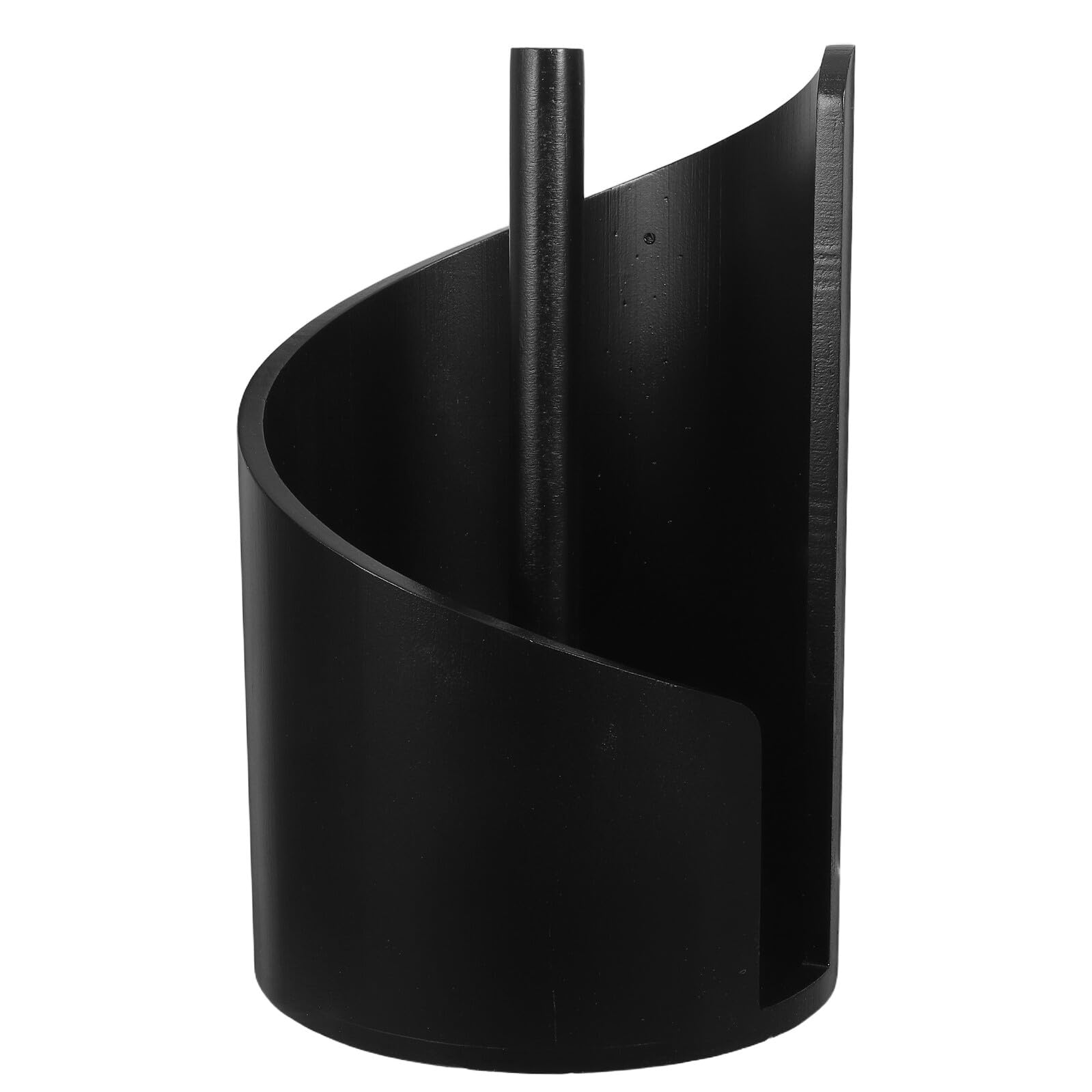 Portarotolo da Cucina in Legno e Metallo Nero, Resistente All'usura e Salvaspazio, Design Verticale Moderno per Piano di Lavoro e Soggiorno