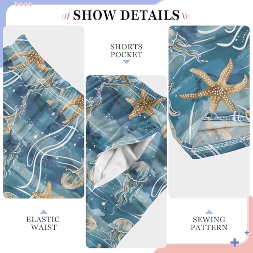 Pajama Pants Jellyfishes Starfishes Hand Drawn PJ Bottoms Sleepwear Lounge Sleep Pant with Pockets4