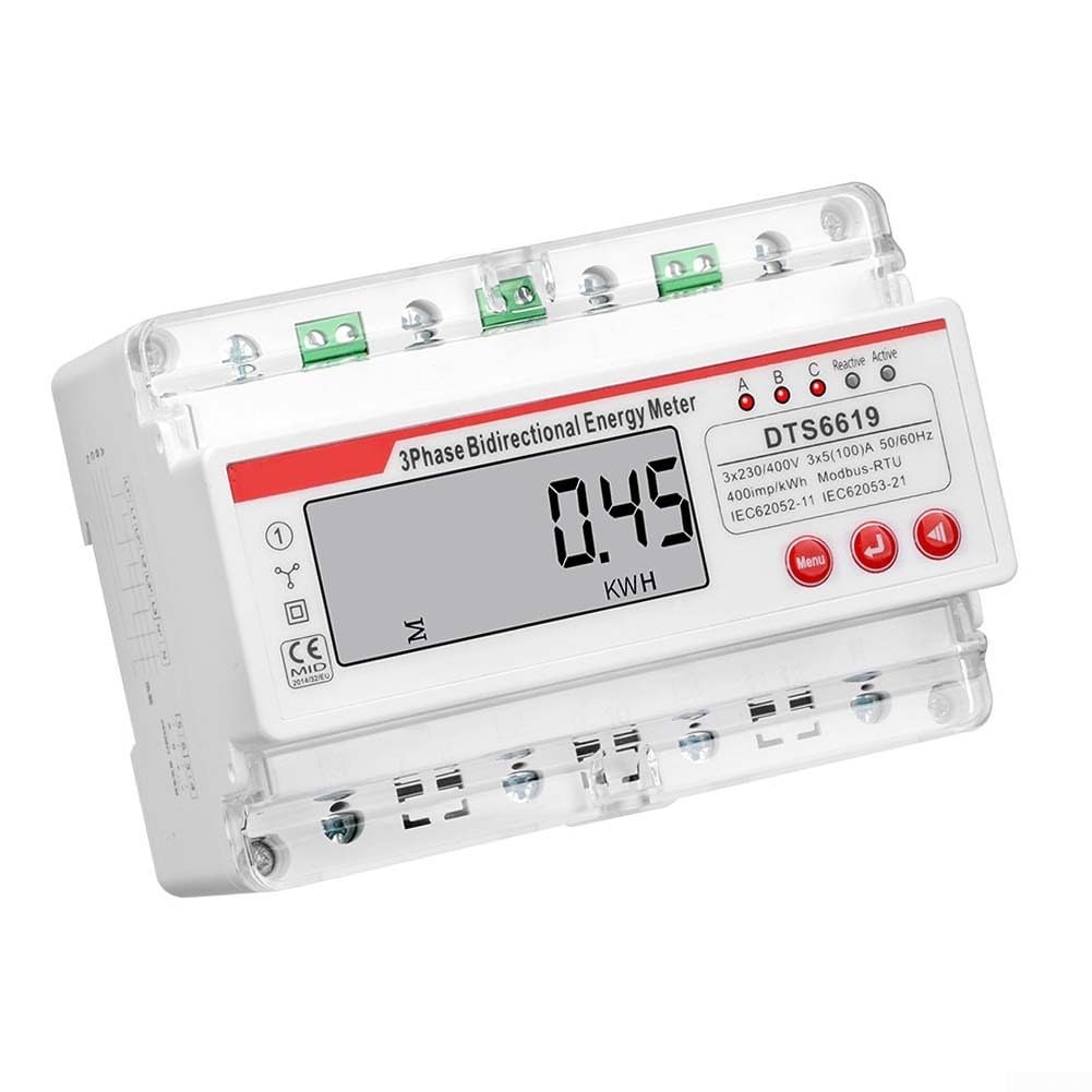 Medidor de electricidad electrónico Monitor de energía multifunción con LCD retroiluminado, medición reactiva activa en casa, oficina, uso de fábrica, blanco 13x9x8cm