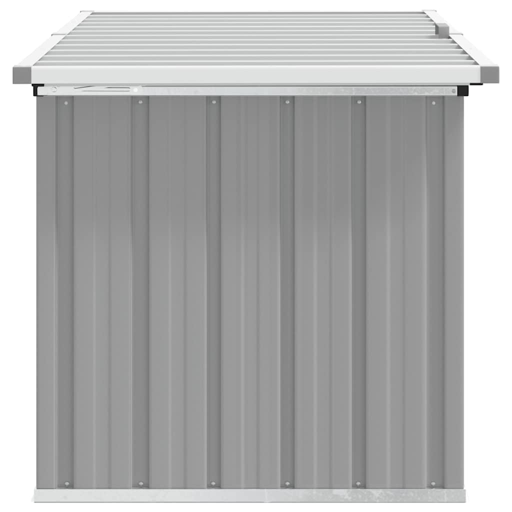 Cassapanca da giardino grigio in acciaio zincato, 129 x 67 x 65 cm, resistente alle intemperie, impermeabile, con coperchio ribaltabile, spazio per cuscini, attrezzi, balcone, terrazza