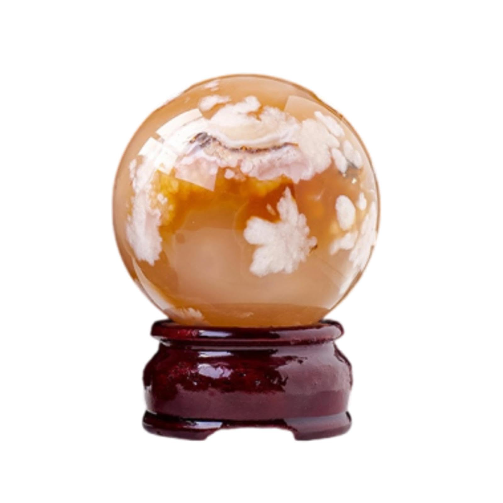 YLQUXEUV Crystal Ball Cherry Blossom Agate raw Stone ore Mark Home Decoration,45~50mm
