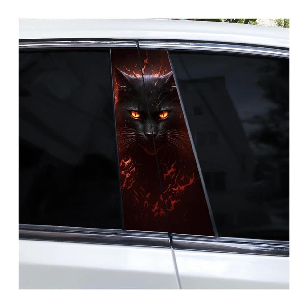 Decorative Items 2pcs Cat Pattern Car B Pillar Waterproof Decal Covering Scratched(E)