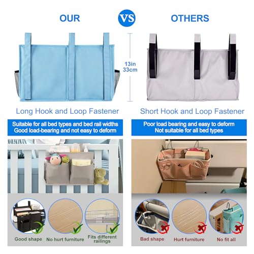 Image of Surblue Caddy Hanging Organizer Bedside Storage Bag for Bunk and Hospital Beds (Skyblue)