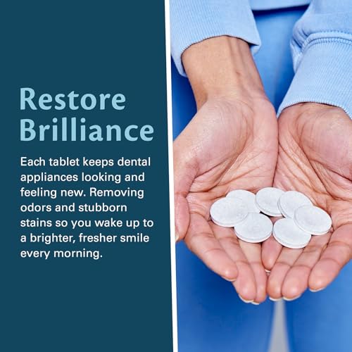 Overnight + Whitening Retainer Cleaner, Remove Stains, Discoloration, and Plaque | 4 Month Supply | Denture Cleanser with Whitening Boost,120 Tablets by M3 Naturals