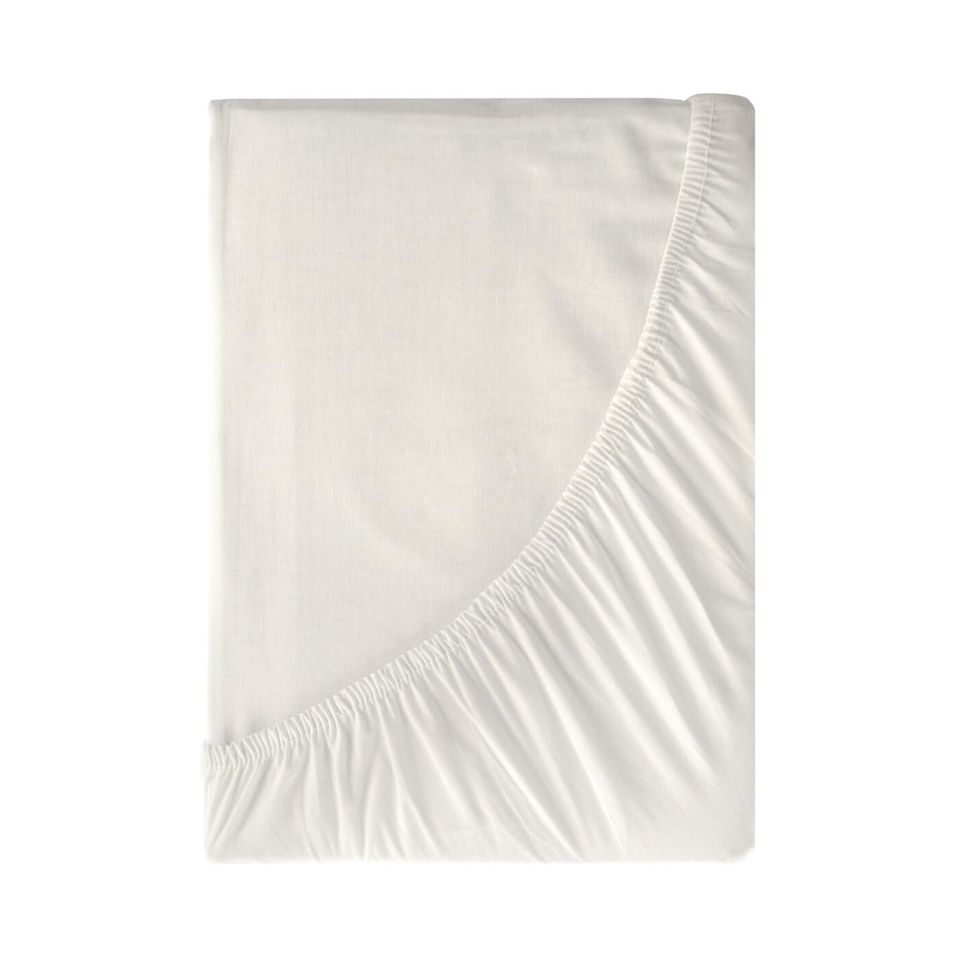 Eurofirany - Prześcieradło z gumką 220 x 200 cm - prześcieradło Basic z bawełny z gumką, wytrzymałe - do grubych materacy o głębokości 30 cm - wiele kolorów, kremowe