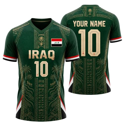 V-DECORPARKS Iraq Soccer Jersey 2026 Personalized Iraq Jersey with Name Number for Men & Women Iraqi Soccer Fans Shirt