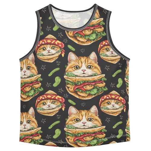 Boys Tank Top Shirts Taco Cats Lovely Animal Sleeveless T-Shirts Crew Neck for Kids Clothing Children