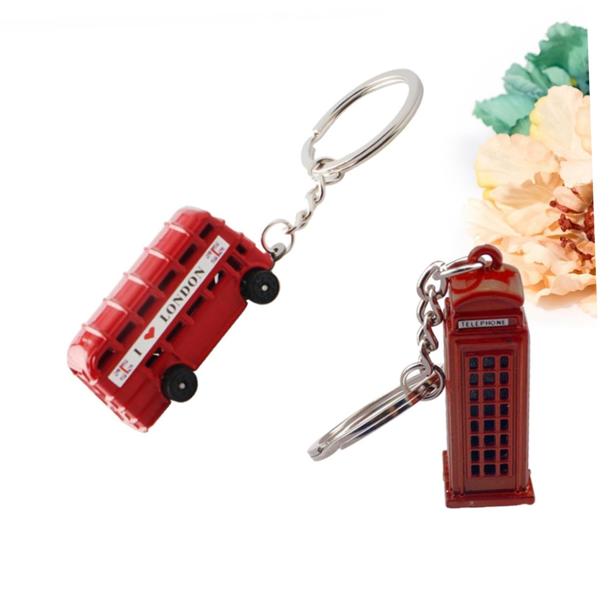 Ciieeo 16 Pezzi Portachiavi in Metallo con Bus e Cabina Portachiavi Creativo e Robusto Accessorio Regalo Souvenir Facile da Trasportare e Usare