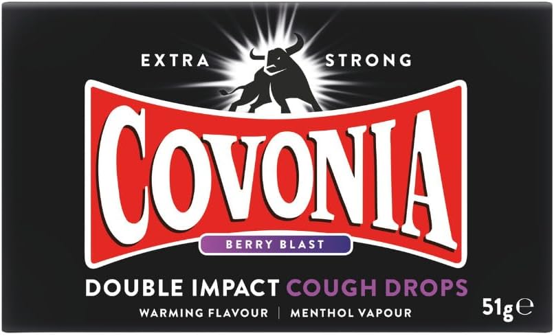 Double Impact Cough Drops Berry Blast , Powerful Menthol Vapours , Suitable for Vegetarians , Alcohol Free Cough Drops , 51g