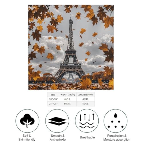 Eiffel Tower with Autumn Leaves Silk Scarf for Women Square Hair Neck Scarves Fashion Neck Scarf Soft Satin Headscarf2