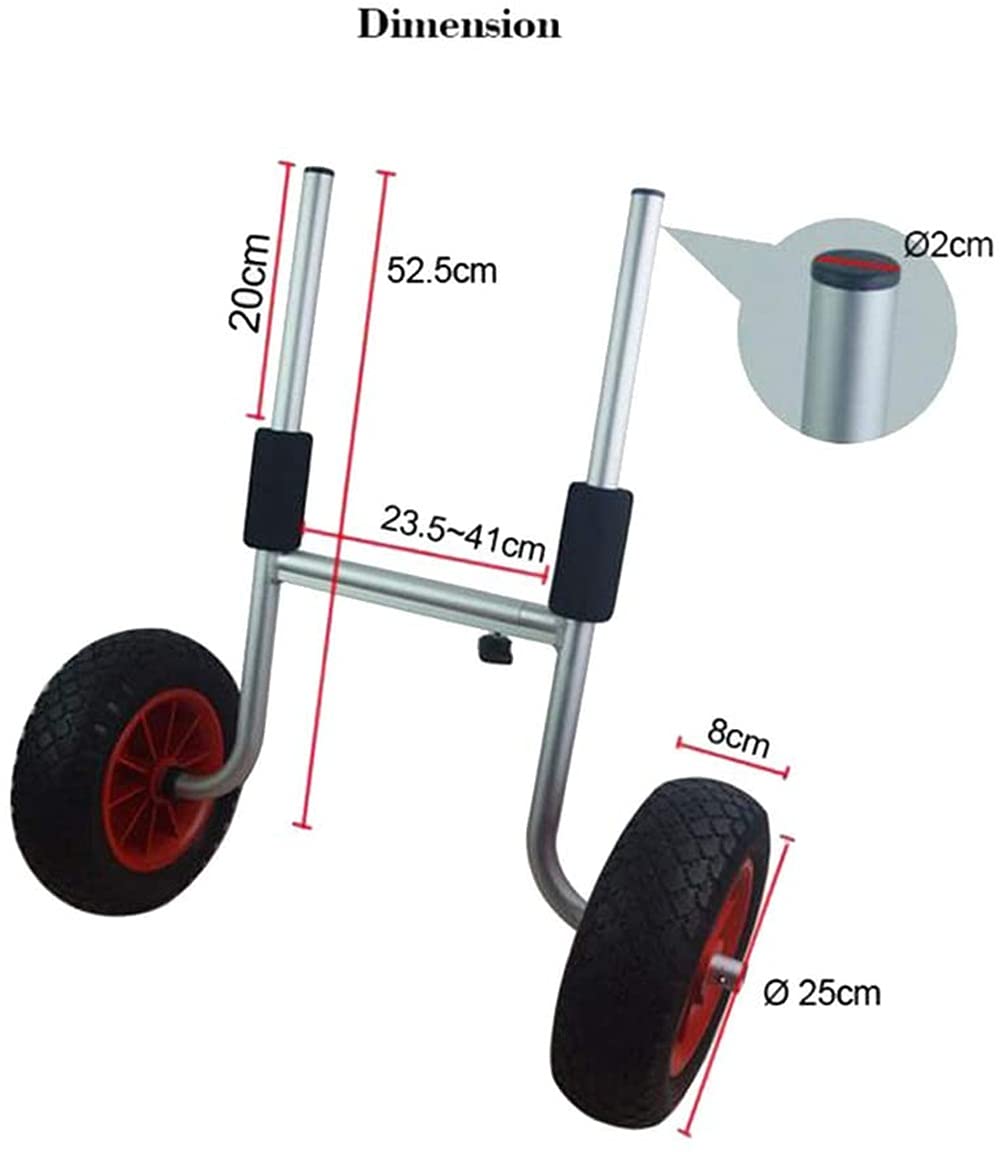 Carrello per Kayak, Carrello per Canoa per Barche, Telaio in Alluminio Resistente per Trasporto rimorchio Dolly con Ruota da 10 Pollici