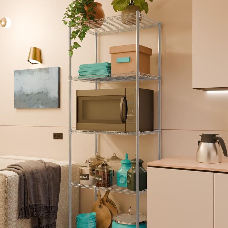 Image of 5-Shelves Heavy Duty Steel Storage Rack | Multipurpose Shelving Unit for Kitchen, Home & Utility