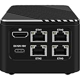 Micro Firewall Appliance, Firewall Mini PC N355(up to 3.9GHz), Mini Desktop Computer Quad 2.5 GbE i226-V LAN,4K Type-C/HD/ Router Netgate for Home/Business, Auto Power On, 8GB DDR5 NO SSD(M.2 NVMe)