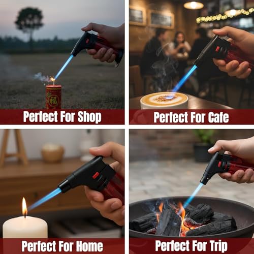 Image of Windproof Cigarette Jet Flame Blow Gun Thrower Torch Barbeque Lighter for Lighting Fireworks, Hookah Coal, Cigars, Melting Glass tubing, Welding and Soldering, multicolor