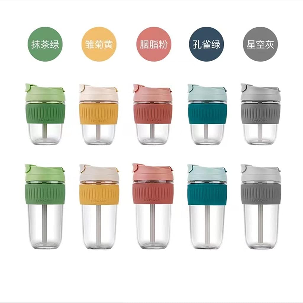 Extérieur 12.3oz / 17.6oz Bouteille d'eau en verre avec paille BPA -Prochette de sécurité pichet Café et thé résistant aux températures basses élevées Étanches ( Color : Blue , Taille : Large-17.6oz )