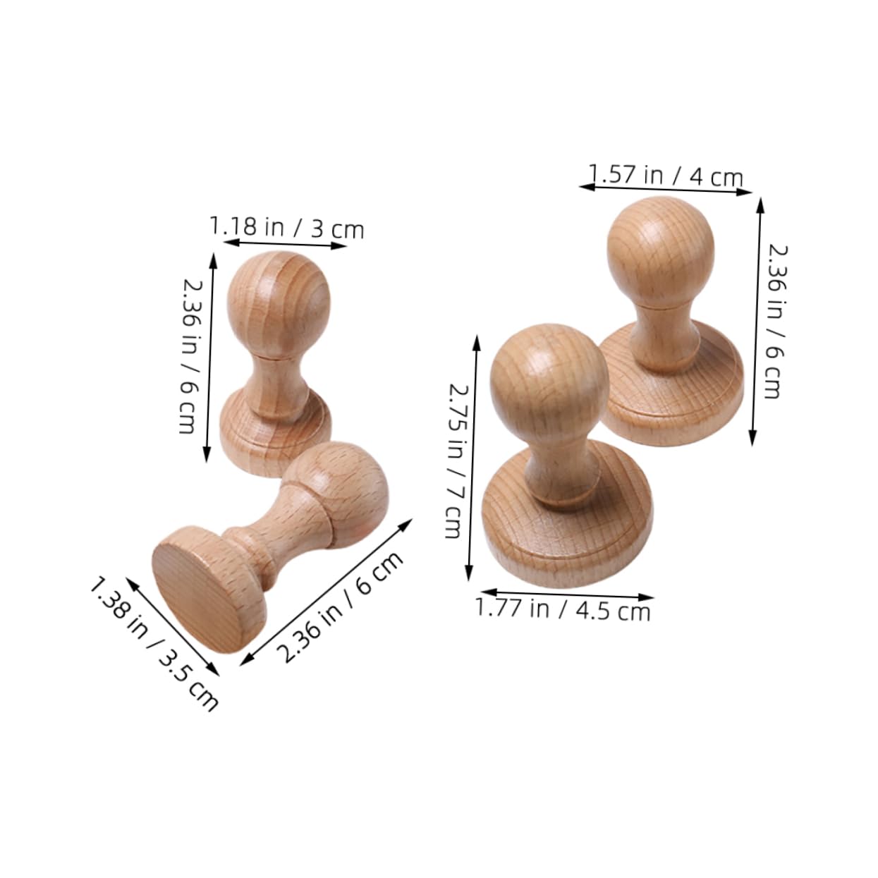 Housoutil Set of 4 Wooden Stamp Handles Handmade Stamping Tool Handles DIY Stamping Accessories for Wedding Scrapbooking
