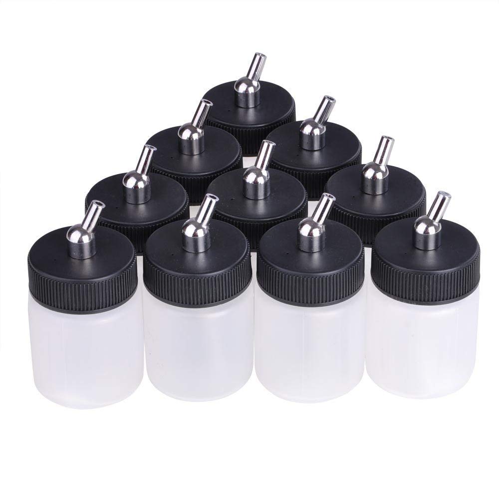 ABESTNEW 10PCS Airbrush Air Brush Plastic Bottle Jar 22CC / Standard Suction Lid AB-P2
