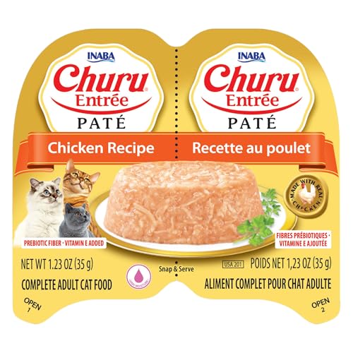 Image of INABA Churu Entree Pate Wet Cat Food Cup, Chicken, 6ct