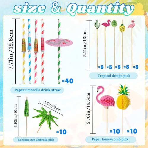 Accesorios para cóctel con sombrillas, 140 piezas miniatura 3