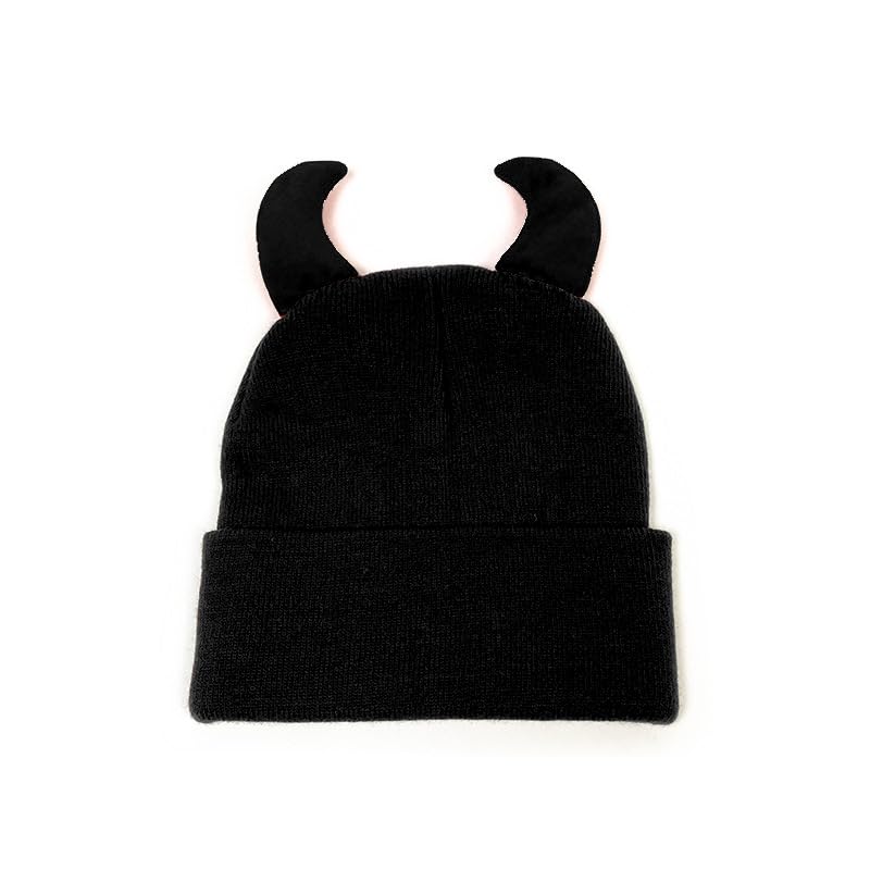 Halloween Devil Horn Beanie Hat for Women Men Soft...
