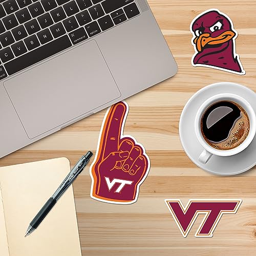 Image of Virginia Tech Hokies 9ct Mixed Logo and Mascot Vinyl Sticker Pack for Laptop Water Bottle Tablet Scrapbooking Skateboard Indoor Outdoor Decals