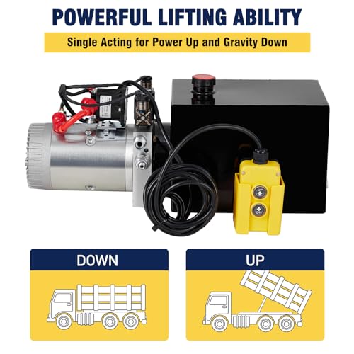 Image of Litake Double Acting Hydraulic Power Unit 12V 10.5 Quart Car Lift Hydraulic Pump Power Unit, Hydraulic Pumps with 10L Steel Tank, Car Lift Hydraulic Power Unit for Auto Repair